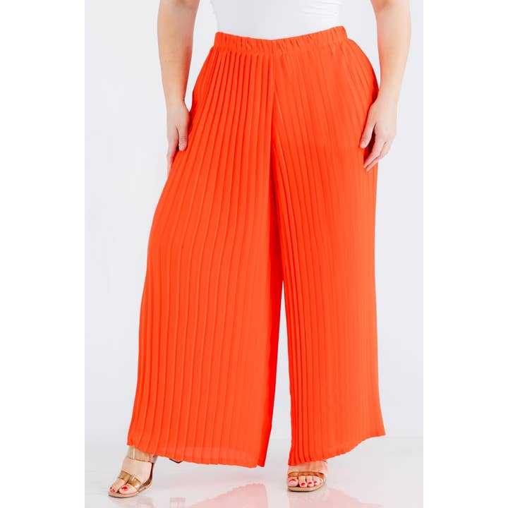 PLUS SIZE GEPLOOIDE BROEK MET WIJDE PIJPEN voor wholesale door Curve Market