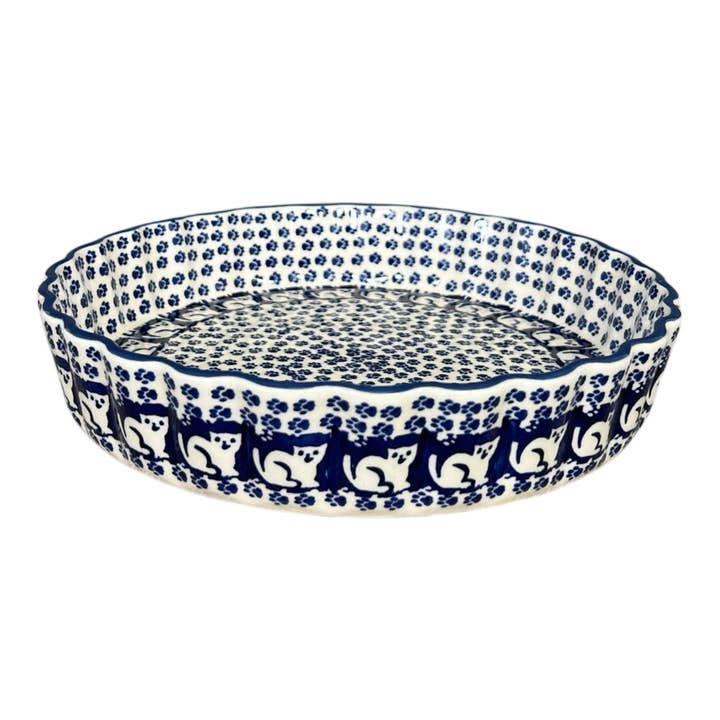 Polish Pottery Outlet - Wholesale Dish - Quiche Dish, Medium 9" in "Kitty Cat Path" by Manufaktura | F048T-KOT6