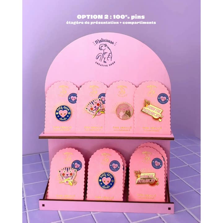 MALICIEUSE - Wholesale Jewelry Stand & Display - Wooden Pin and Keychain Display - Shop Display4