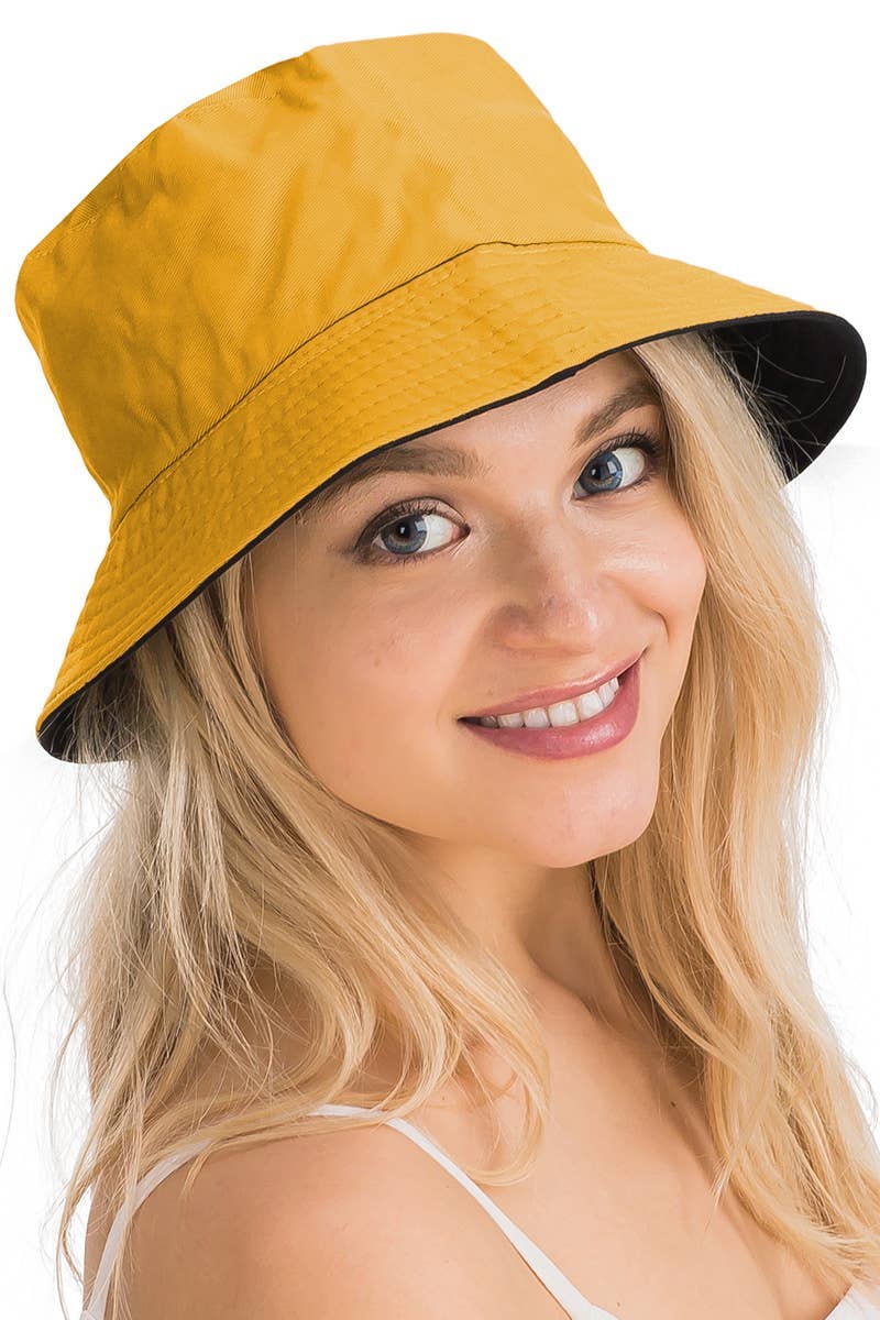 Cap Zone - Vente Bob – unisexe - Chapeau seau en coton uni réversible à fond noir13