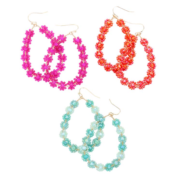 Blossom Cascade Beaded Floral Earrings (3 Colors) for wholesale by Lavender Willow