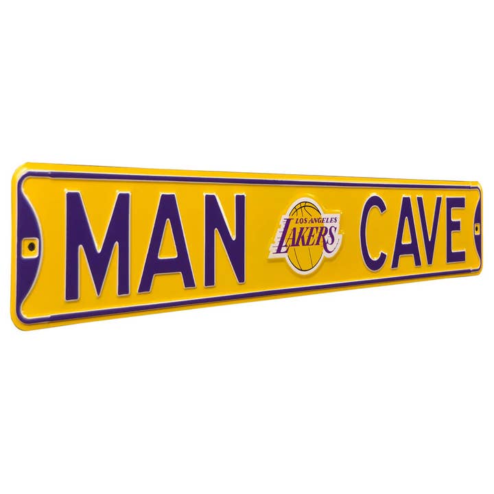 Letrero de calle de acero estampado MAN CAVE Los Angeles Lakers para venta al por mayor de Authentic Street Signs