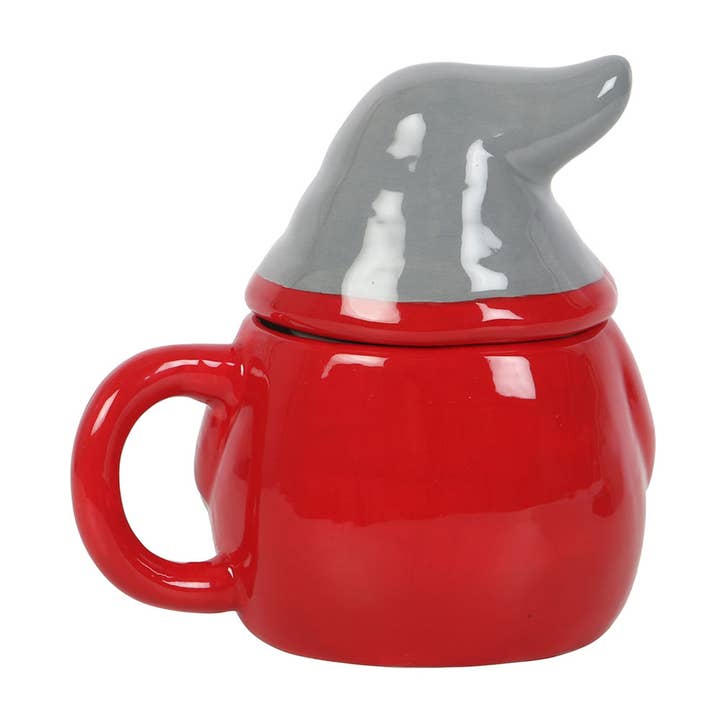 Something Different Wholesale - Wholesale Coffee Mug - Red and Grey Christmas Gonk Lidded Mug