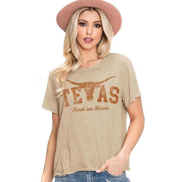 HAUT GRAPHIQUE MINÉRAL TEXAS HOOK EM HORNS pour la vente par HRTandLUV
