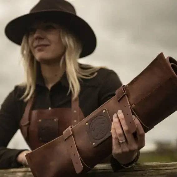 Ginza Steel - Wholesale Knife Storage - WITLOFT -  Handmade leather Knife Role ( 5 Compartments)6