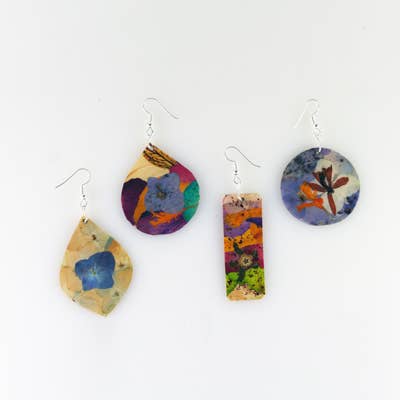 Natural Flowers/Resin Earrings - Set of Four for wholesale by Moosepablos, Inc.