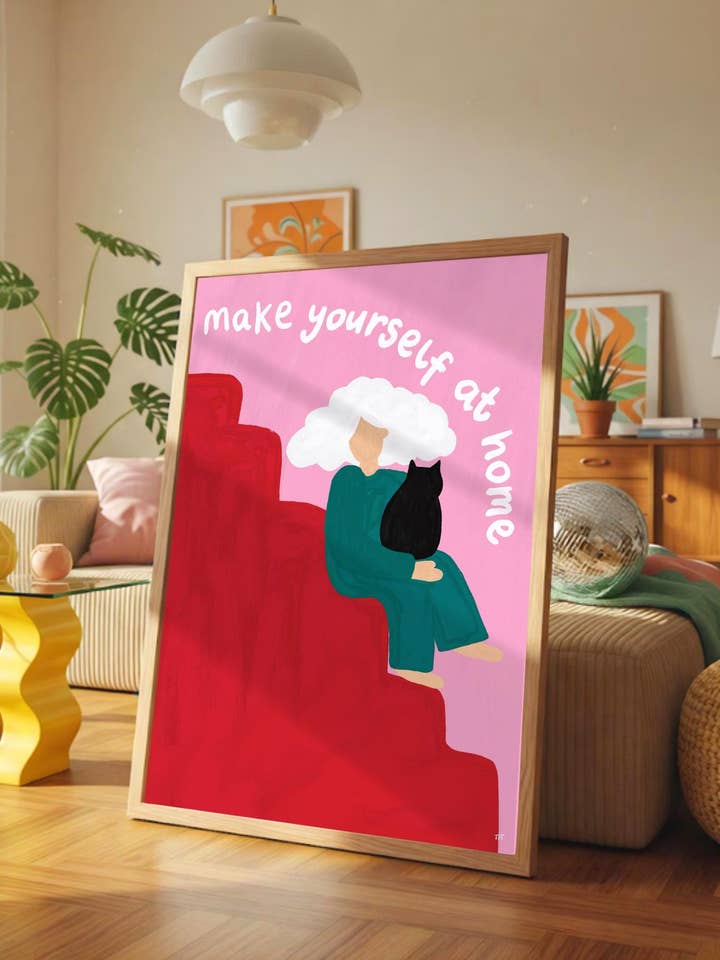 Make Yourself At Home Print – Funny Feline Wall Art for wholesale by The Paper Tail