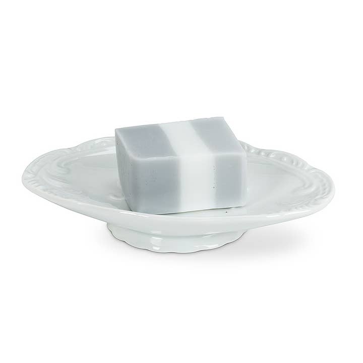 Abbott - Wholesale Bath Soap Dish - White "Savon" Oval Soapdish - 6"L1