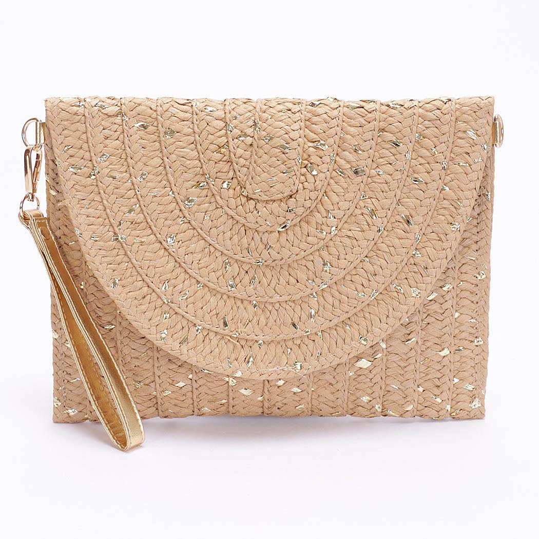 3AM BY H&D ACCESSORIES – wholesale Clutch bag – women's – Metallic Faux Straw Envelope Clutch4