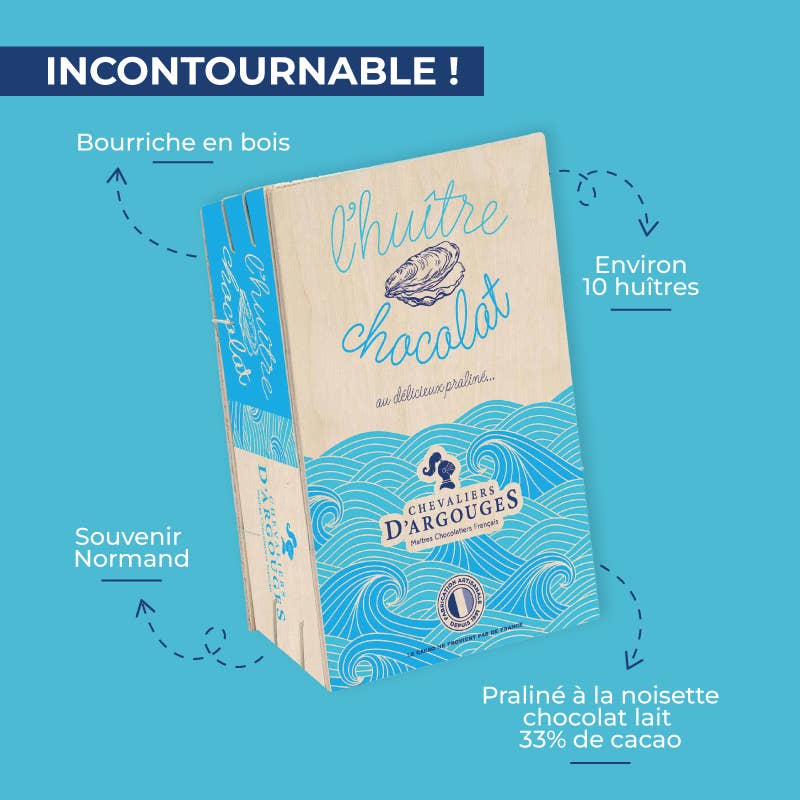 Chevaliers d'Argouges - Vendita all'ingrosso Confezioni di cioccolatini - OSTRICHE ALLA BOURRICHE PRALINE - CIOCCOLATO AL LATTE3