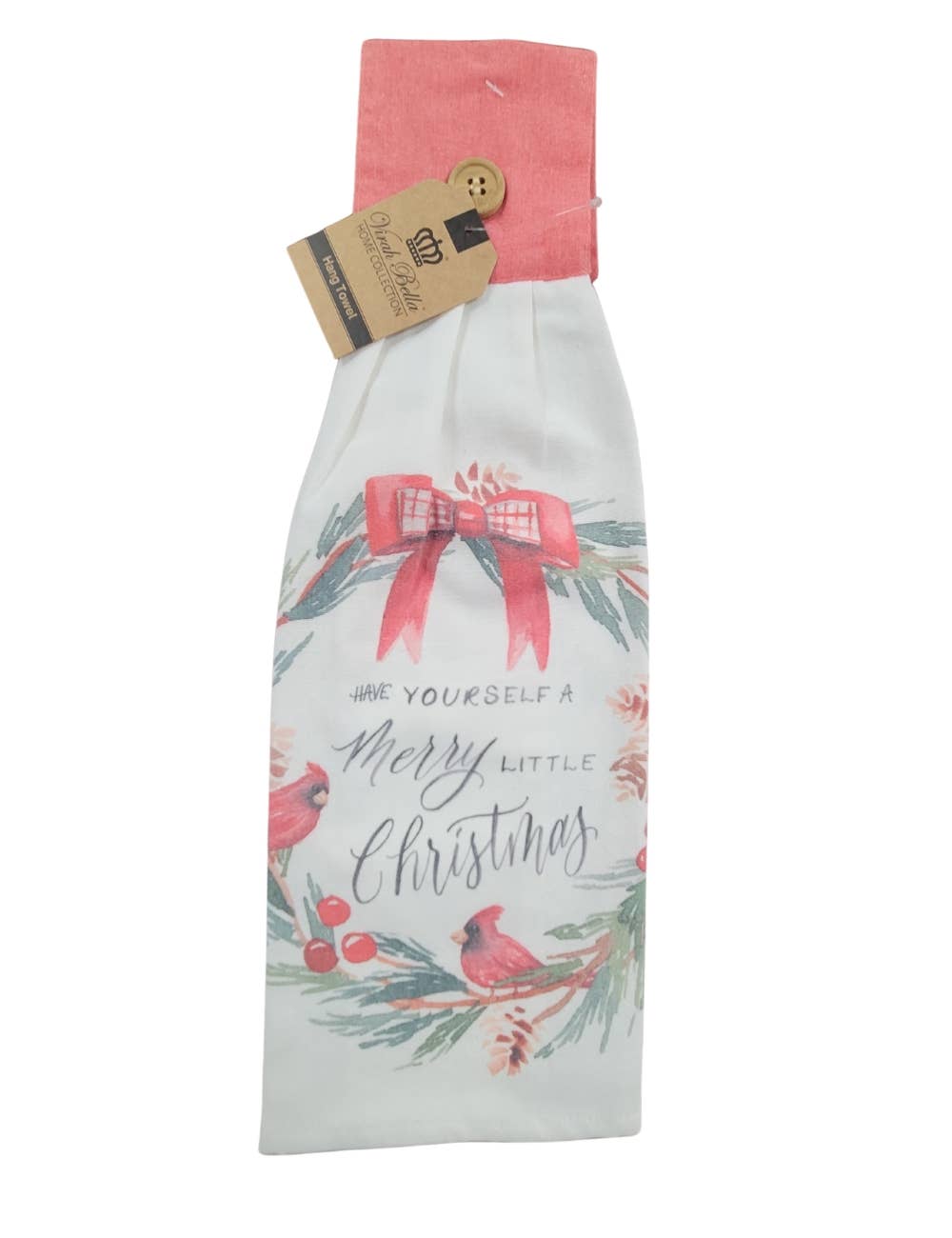Duke Imports - Wholesale Tea Towel - "Merry Little Cardinal" Christmas-Themed Decor Hang Towel0