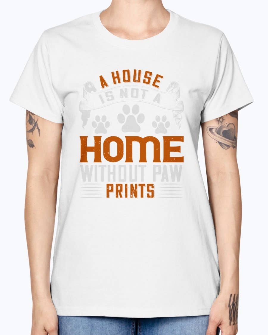 tshirt unlimited – Großhandel T-Shirt mit Siebdruck – Damen – Ein Haus ist kein Zuhause ohne Pfotenabdrücke - Hund- Missy T-Shirt10