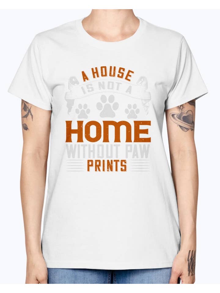 tshirt unlimited – Großhandel T-Shirt mit Siebdruck – Damen – Ein Haus ist kein Zuhause ohne Pfotenabdrücke - Hund- Missy T-Shirt10