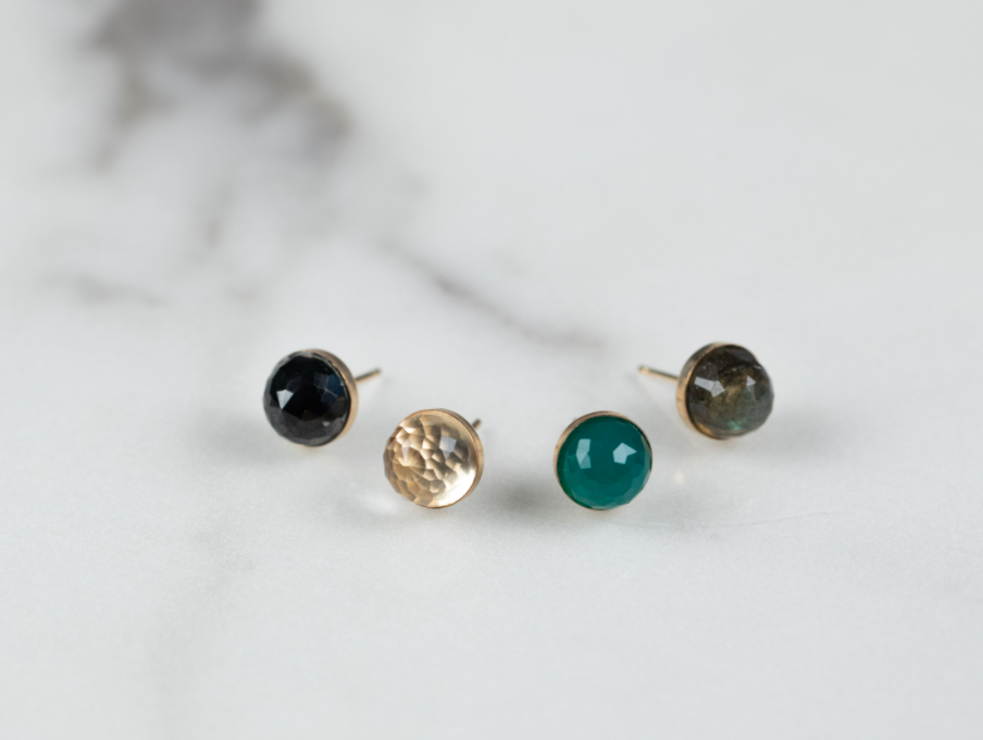Heather Hawkins - Wholesale Stud/Post Earrings - Babe Dome Gemstone Stud Earrings - 14K Gold-filled7