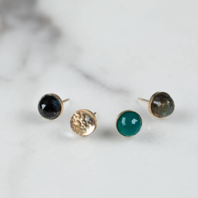 Heather Hawkins - Wholesale Stud/Post Earrings - Babe Dome Gemstone Stud Earrings - 14K Gold-filled7