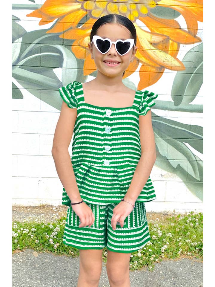 Cutie Patootie Clothing - Vente Ensemble haut et short – enfant - Ensemble court rayé 2 pièces pour fille GKSS-Q25-3338B2