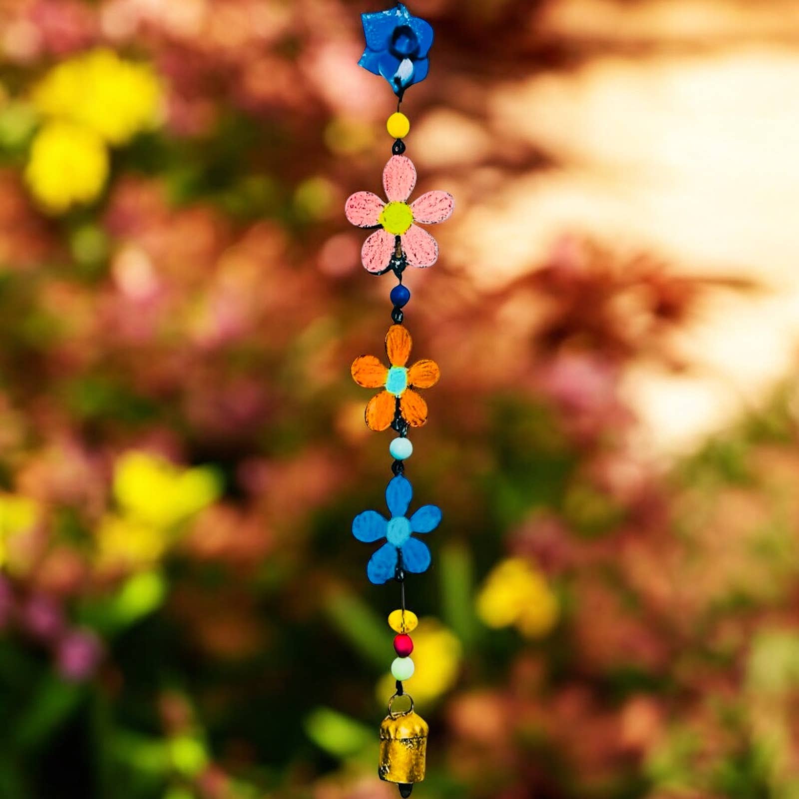 Whimsies – wholesale Wind chime – Metal Flower wind chime bell ornament gardener botanical USA6