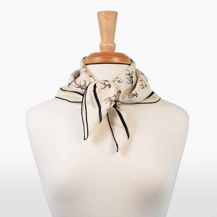 Hunt Club - Sciarpa in cotone fine avorio con motivo equestre stilizzato per la vendita all'ingrosso da parte di URBAN-EQUESTRIAN