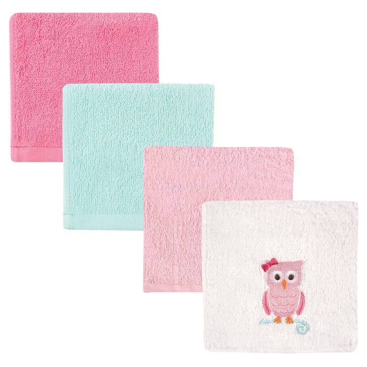 Luvable Friends Super Soft Cotton Washcloths, Owl for wholesale by BabyVision