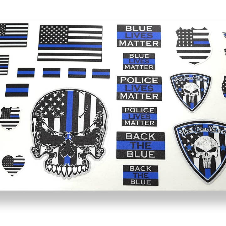 Blå linje skala polisen klistermärke blad för wholesale av Real Sticky