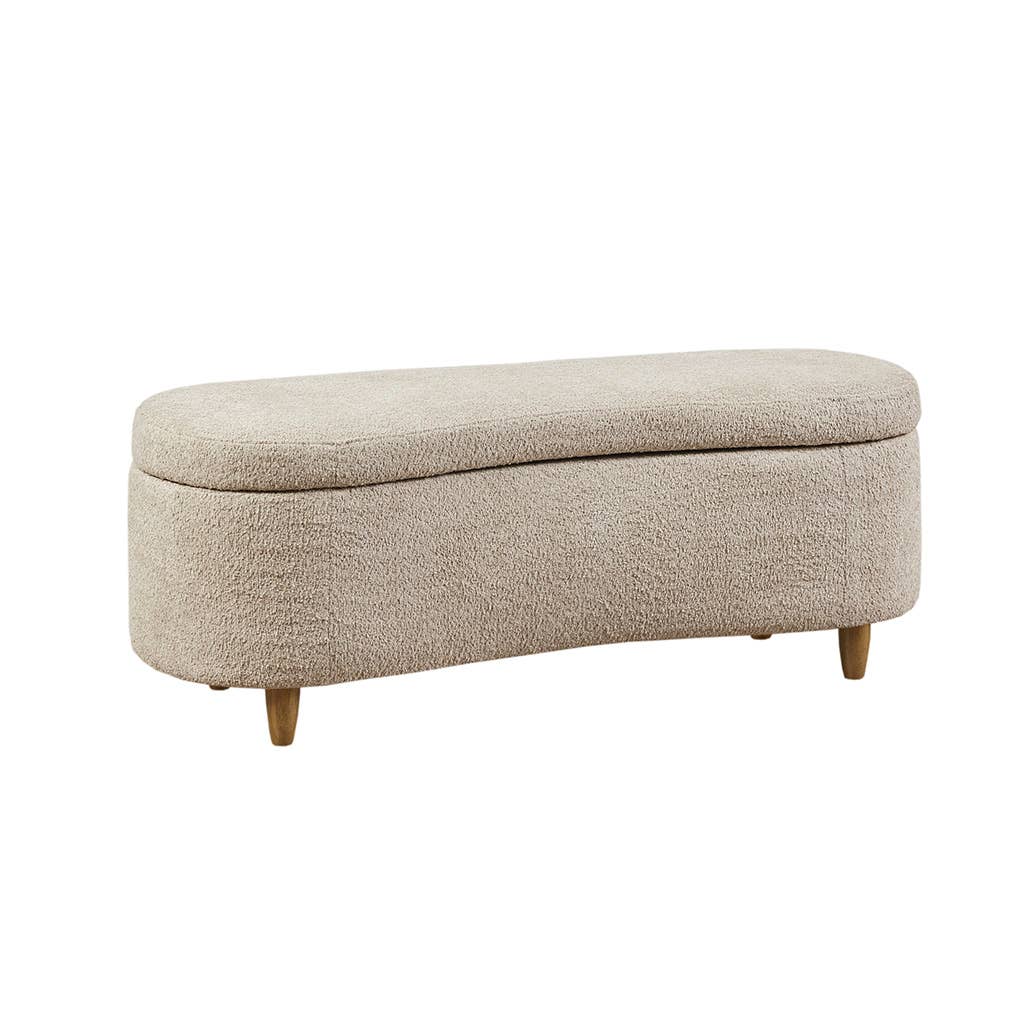 Olliix - Vente Bancs - Banc de rangement rabattable Boucle, taupe clair6