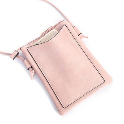 Shine Mark Accessories - Wholesale Crossbody Bag - Women's - Pink - Butterfly Cut Crossbody Bag With Cellphone Pocket