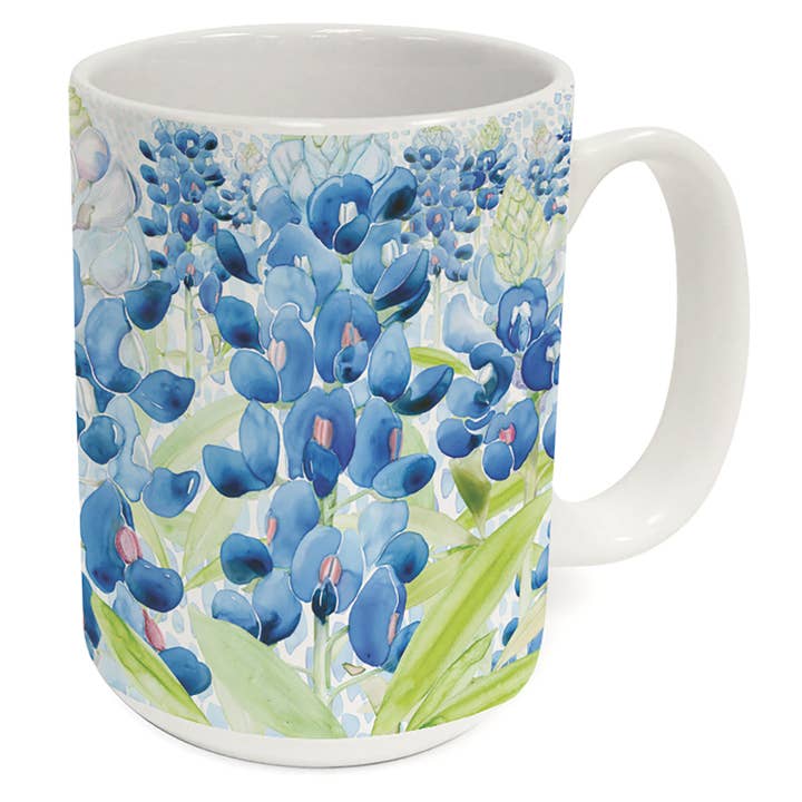 "Bluebonnet Flowers" 15 oz. Decorative Ceramic Mug for wholesale by CounterArt/Highland Home/Thirstystone/CoasterStone