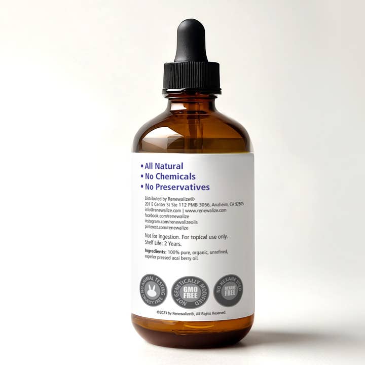 Renewalize - Vendita all'ingrosso Oli per capelli - Trattamento biologico all'olio di bacche di acai per capelli, pelle e corpo 4oz
