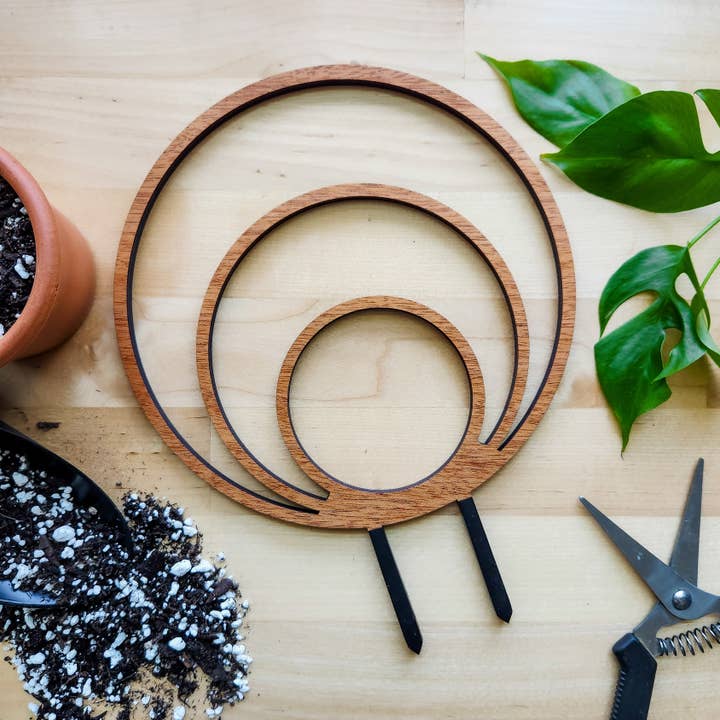 Leaf & Node - Wholesale Trellis - Wood Triple Hoop Indoor Plant Trellis0