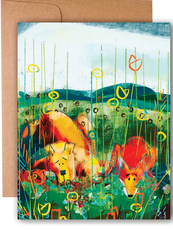 Watching the Wildflowers - Spring/Summer Blank A2 Card for wholesale by Ginger G. Art