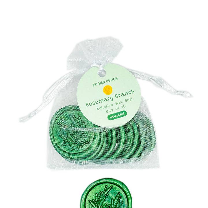 Sceaux de cire adhésifs branche de romarin sac de 10 pour la vente par Zhi Wen Design