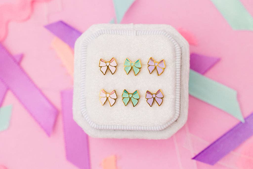 Desert Peach - Vendita all'ingrosso Orecchini a bottone - Orecchini a bottone con fiocco color lavanda7