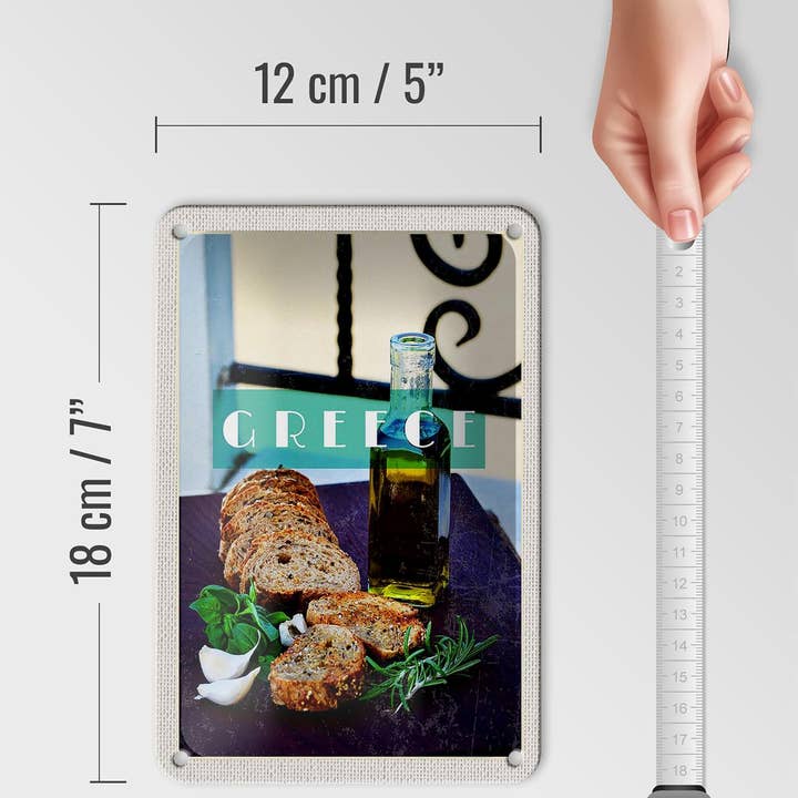 Femer - Wholesale Sign - Travel tin sign 12x18 cm Greece oil garlic bread sign4