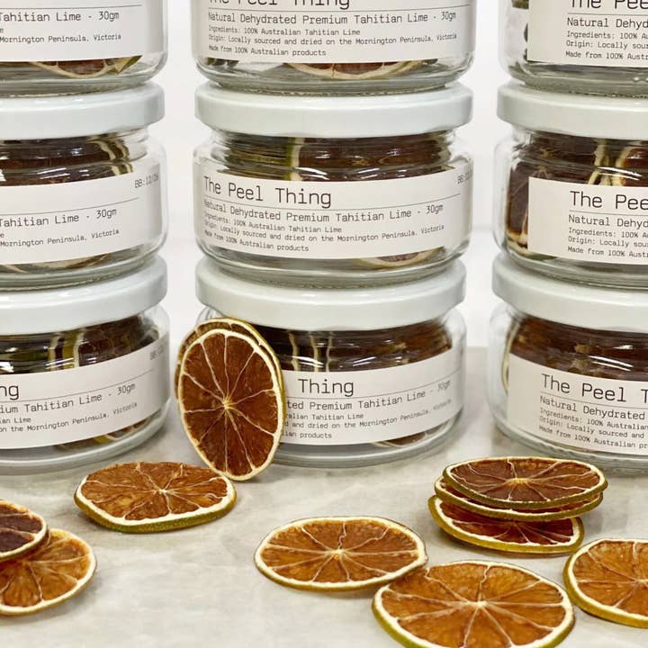 The Peel Thing - Wholesale Dried/Dehydrated Fruit - Gift Size - Dehydrated Premium Tahitian Limes 30gm Jar