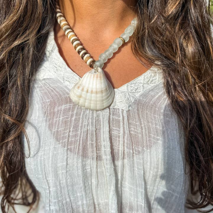 Twine & Twig - Wholesale Beaded/Pearl Necklace - Tribal Shell Necklace | Mist + Camel