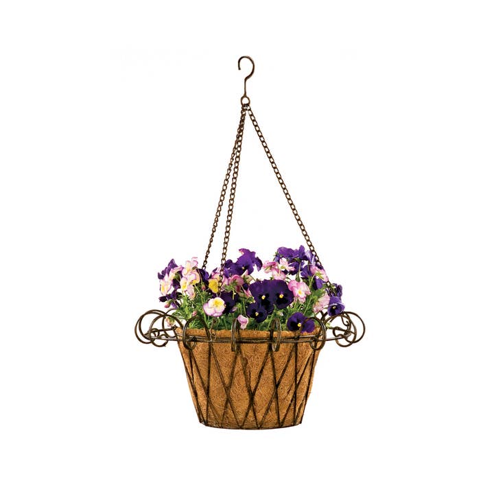 French Hanging Basket w/Coco for wholesale by Deer Park Ironworks
