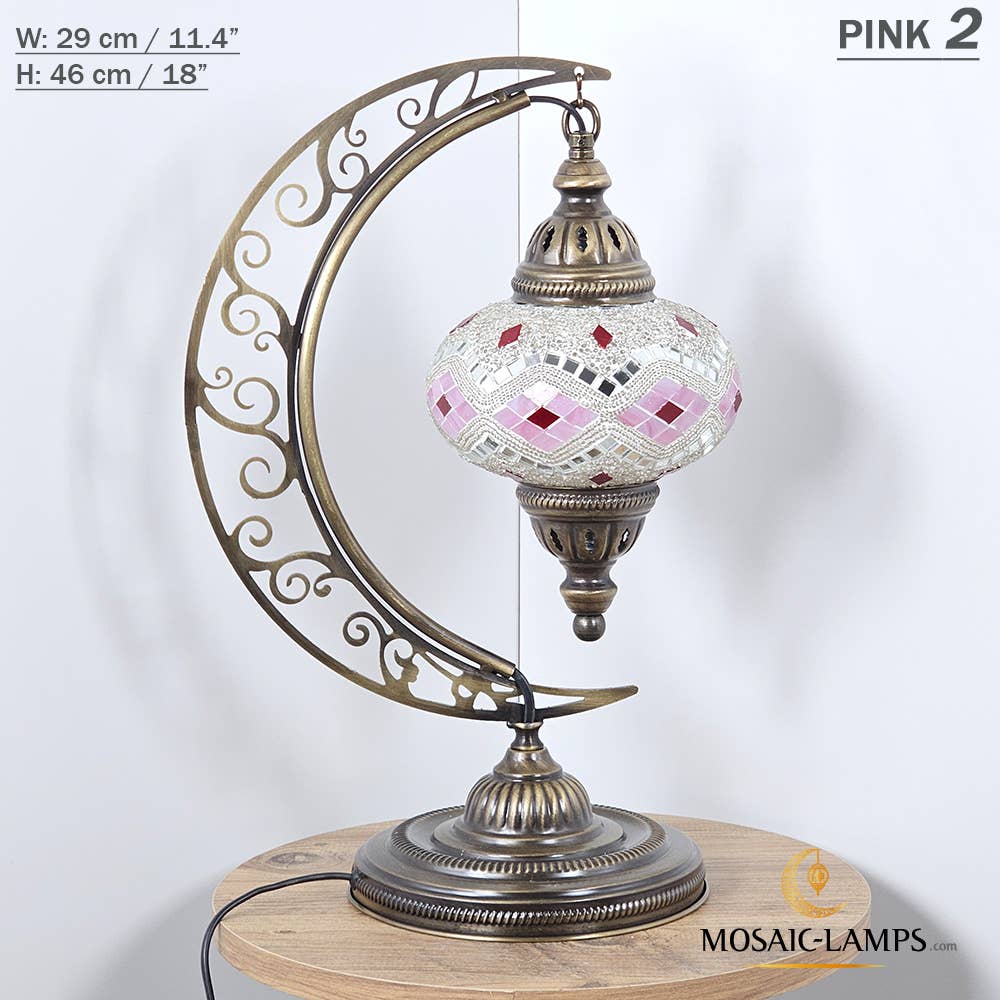 Mosaic Lamps - Wholesale Accent/Desk Lamp - 10+ Colors - Moroccan Moon Table Lamp, Arc, Murano Crescent56