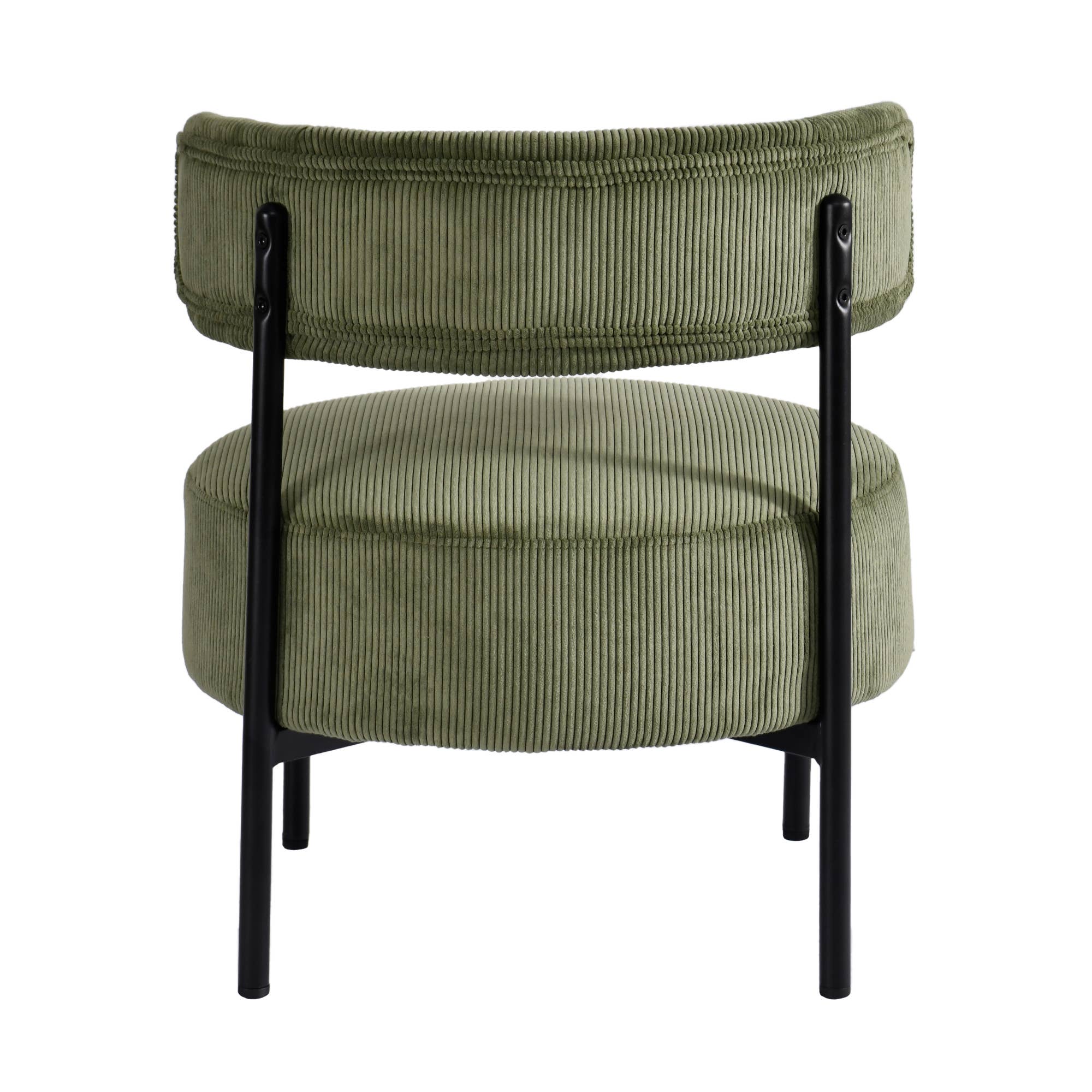 Glamour Home - Vente Chaises - Fauteuil d'appoint en velours côtelé vert Bellatrix avec pieds en fer3