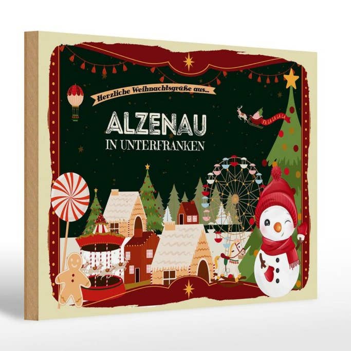 Sinal de madeira saudações de Natal da ALZENAU NA BAIXA FRANCONIA sinal de madeira 30x20 cm por atacado de Femer