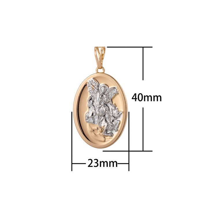 Aim Eternal - Wholesale Individual charm/pendant - 18k Gold Filled Archangel Saint Michael Medal Pendant Double Sided Charm for Jewelry Making H-8132