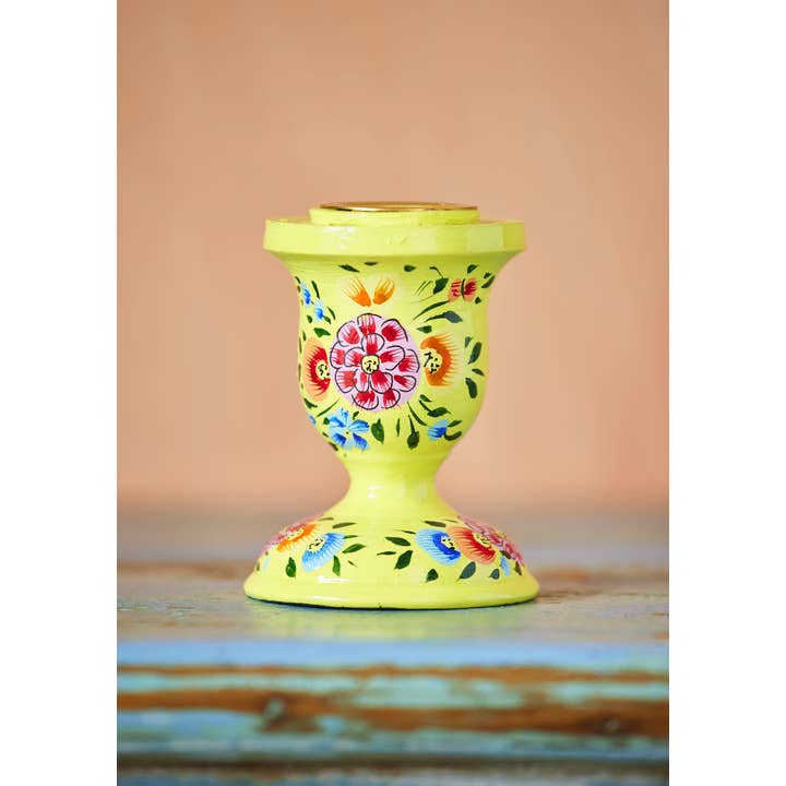 Namaste - Wholesale Candle Holder - Hand Painted Kashmiri Candlestick