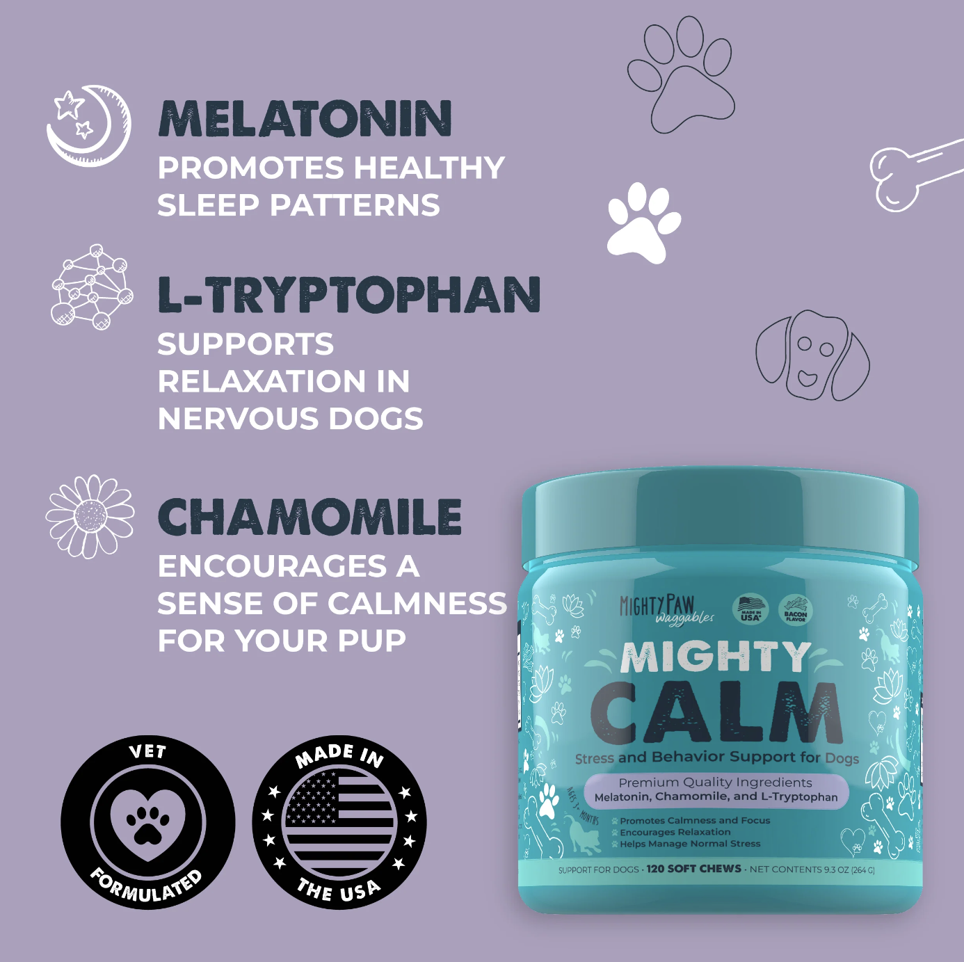 Mighty Paw - Vente Friandises – chien - Friandises Apaisantes pour Chiens3