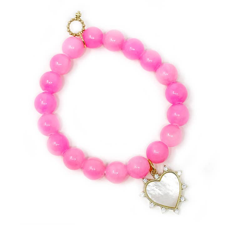 Ágata de Chicle de 10 mm con Corazón de Nácar para venta al por mayor de PowerBeads by jen