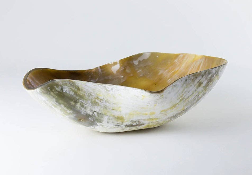 The African Home Goods - Wholesale Decoratief bord/schotel/kom - Decoratieve schaal met gebogen hoorn van Mamba - Licht3