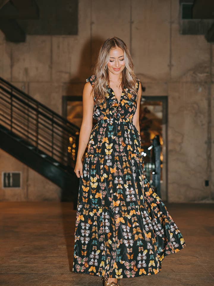 Crawford Ruffle Sleeve Maxi Dress - Mariposa for wholesale by My Joy Beauty