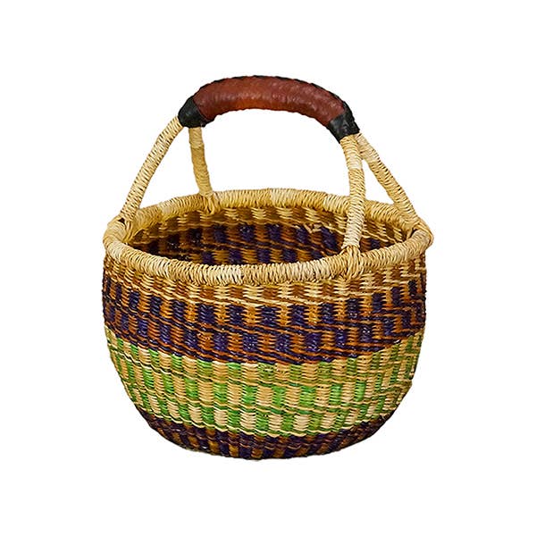 African Market Baskets - Wholesale Basket - African Bolga Baskets : Large Mini Round (G-150)