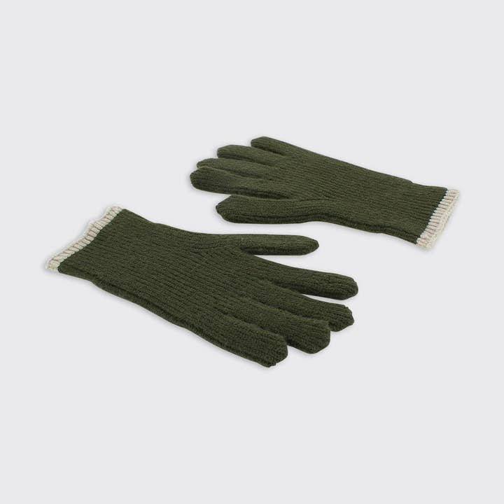 Men's Ribbed Gloves - Khaki for wholesale by Forever England / Millie Mae
