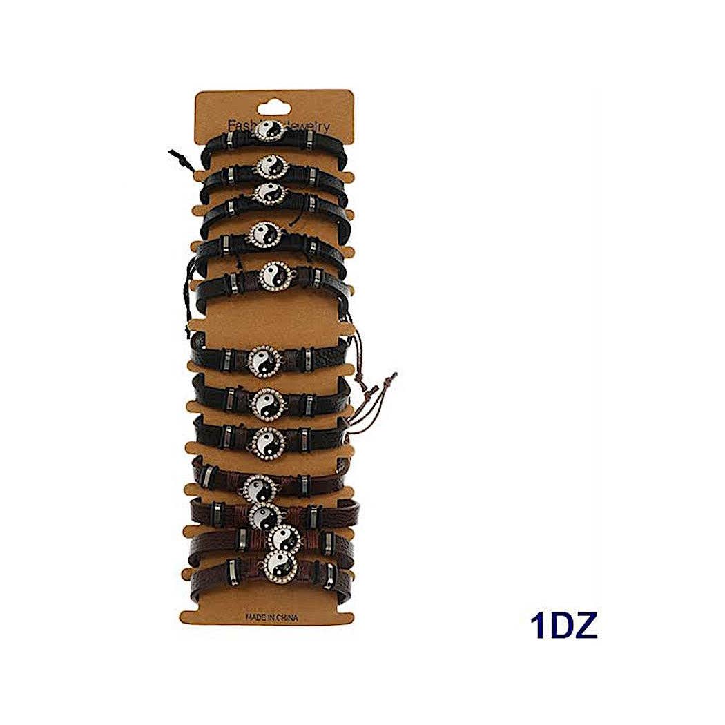 Atlas Fashion - Wholesale Woven/Braided Bracelet - Yin & Yang Adjustable Leather Bracelet1