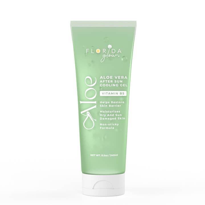 Florida Glow - Wholesale Aftersun/Sun Damage Repair Cream - Aloe Vera After Sun Cooling Gel With Vitamin B5 - Certified