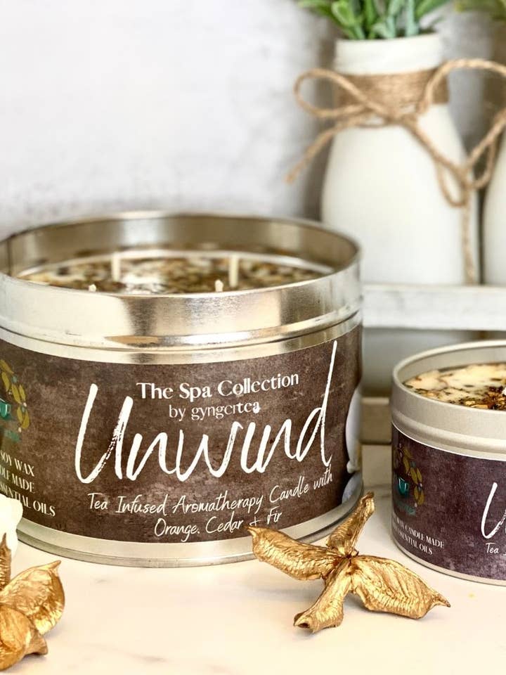 Candela aromaterapica infusa di tè Unwind per la vendita all'ingrosso da parte di Black Mom Diary